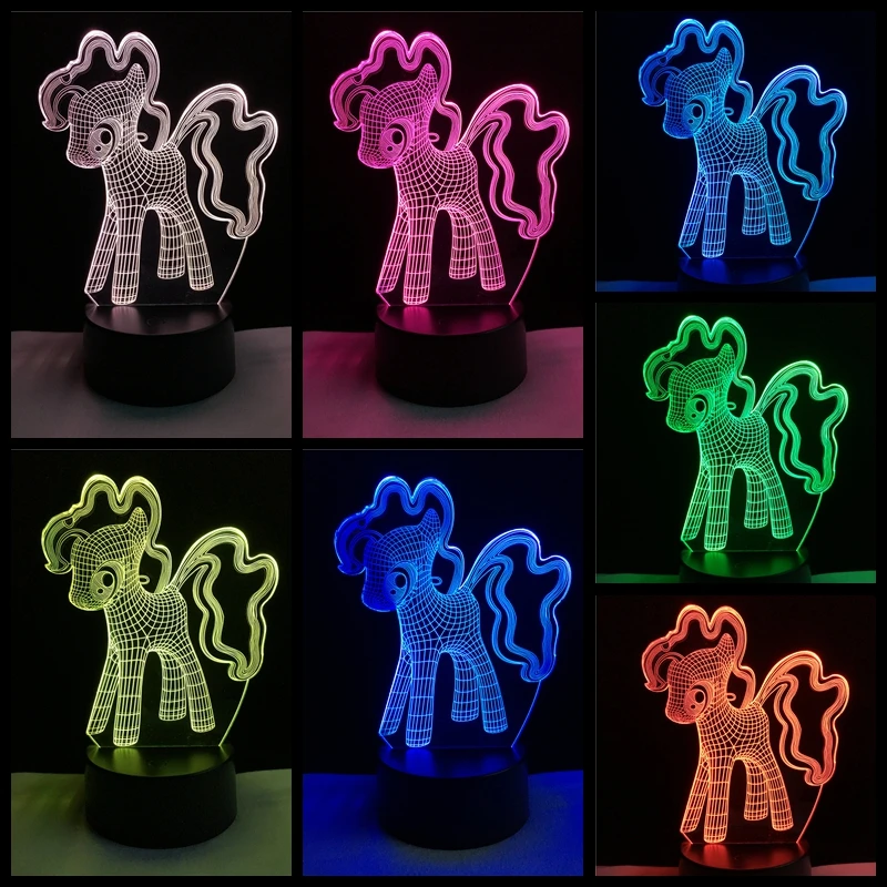 Новые животные кавайный Единорог 3D фотообои разноцветные RGB лампы