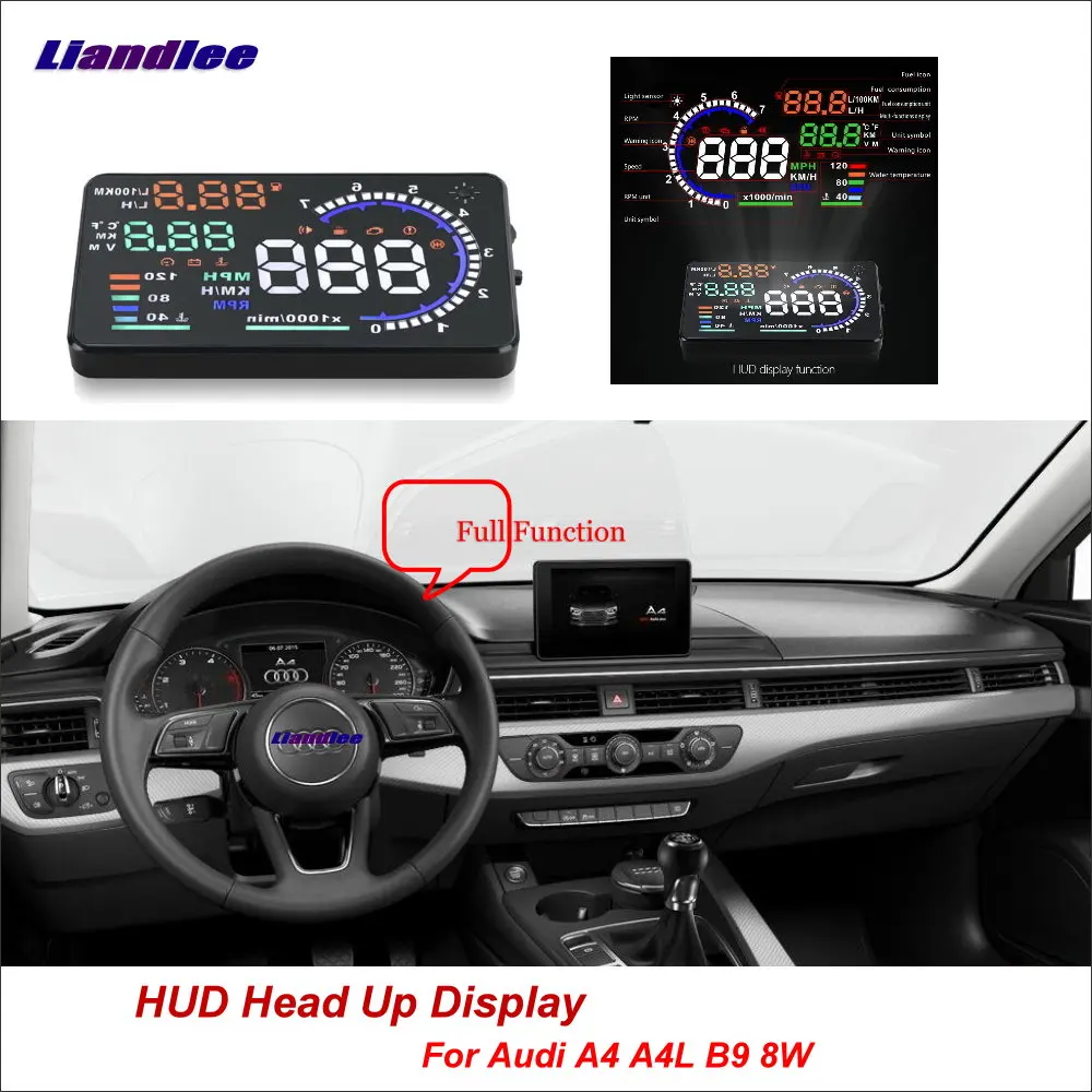 

Liandlee Car HUD Head Up Display For Audi A4 B6 B7 B8 2014-2018 Safe Driving Screen Full Function OBD II Projector Windshield