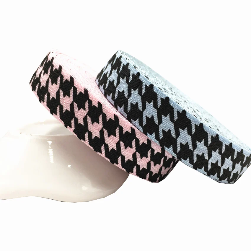 

5 yards Houndstooth Elastic bands 16mm Fold Over Elastic ribbon Owl Bird Printed FOE Sewing Elastic Fabric Hair elastic Headband