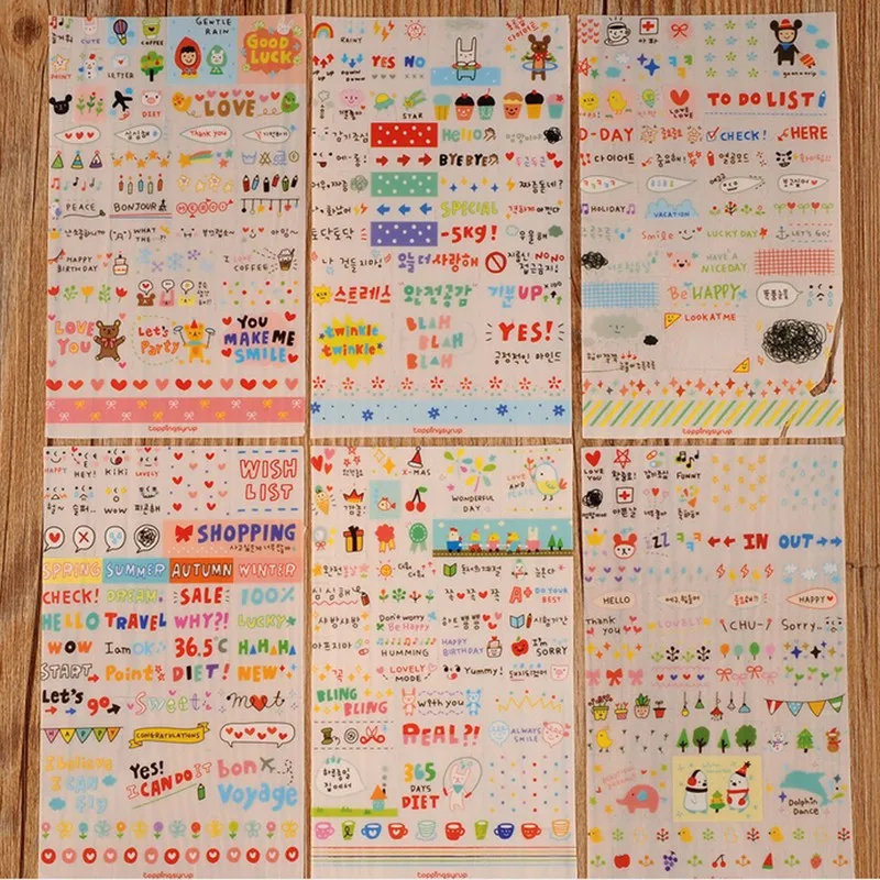 6 листов, прозрачный корейский блокнот, альбом-календарь, заметка, сообщение, дневник, заметки, бумага, наклейка, прозрачная стеклянная клейкая лента