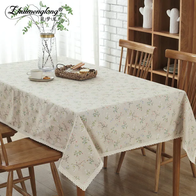 Hot Paste Tablecloth Linen Cotton Cloth With Lace Edge Hot Paste Tablecloth Linen Cotton Cloth With Lace Edge Flower Print Country Style Ne Rectangular