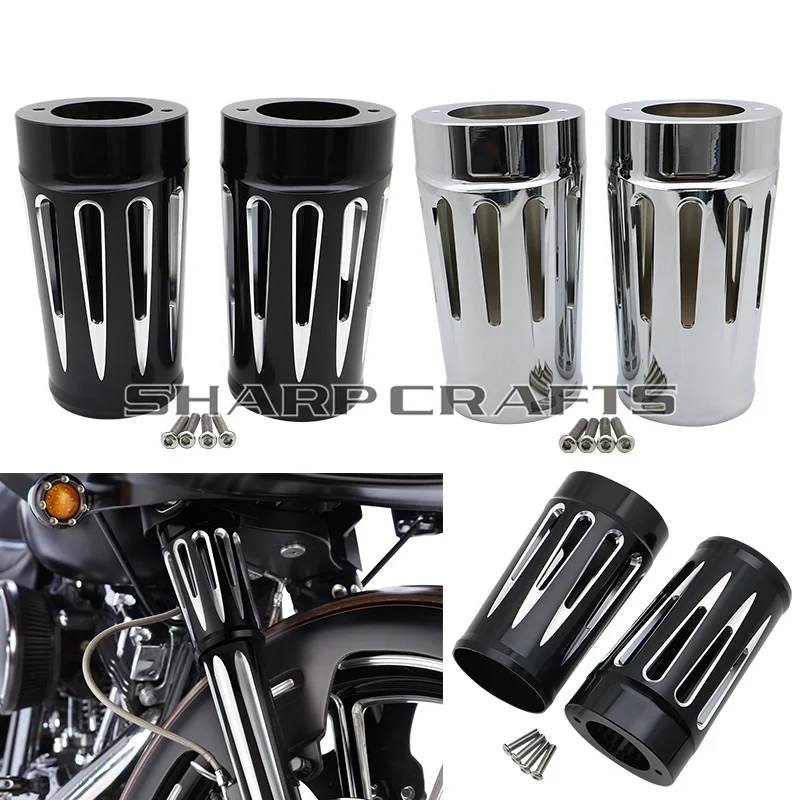 

Motorcycle CNC Edge Cut Front Fork Boot Slider Covers For Harley Touring Turing And Trike Models Road King Street Electra Glide