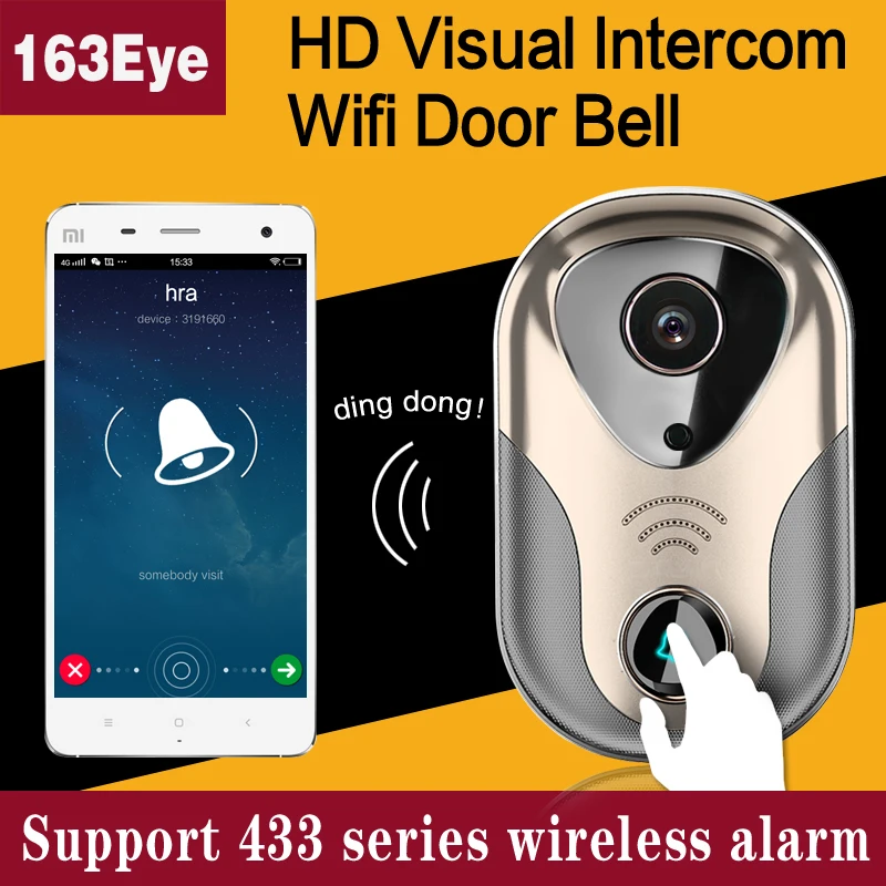 

HD 960P 130MP wifi doorbell camera 163eye network infrared video security ring wireless wifi ip camera door bell,sn:L1-NJ