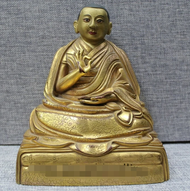 

R0722 Details about 6"Tibetan Buddhism Temple Old Bronze 24K Gold Sit Dalai Lama Buddha Statue (B0328)