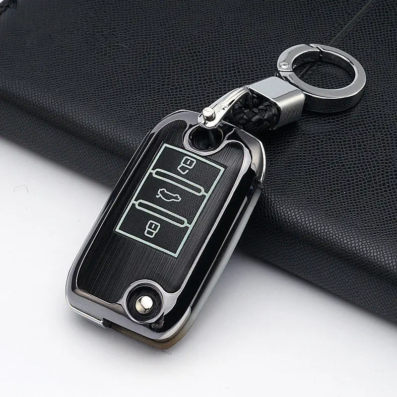 luminous Car Remote key case for Roewe RX5 year for MG ZS 3 button key shell keychain car styling Concise Durable - Название цвета: Black