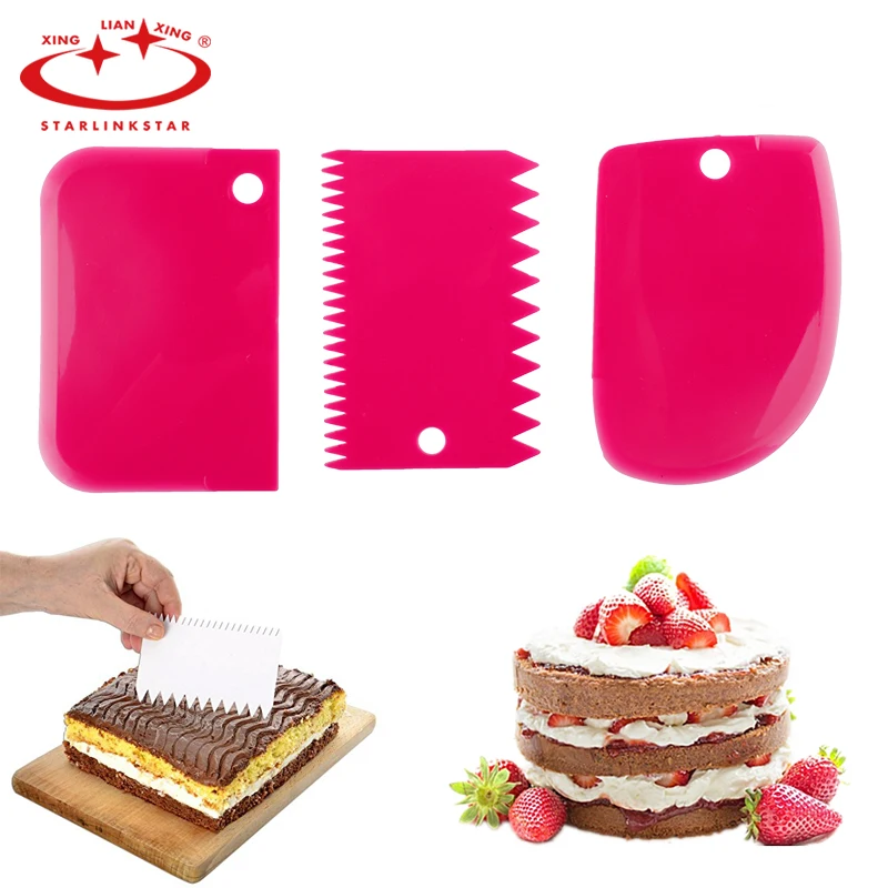 3Pcs/Set Plastic Shape Baking Spatulas Silicone Baking Spatulas 10*10