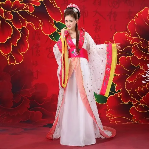 Роскошный костюм королевы Феи ханфу Тан хвост Китайская древняя женская одежда принцесса сценические костюмы представление танцевальная одежда - Цвет: Белый