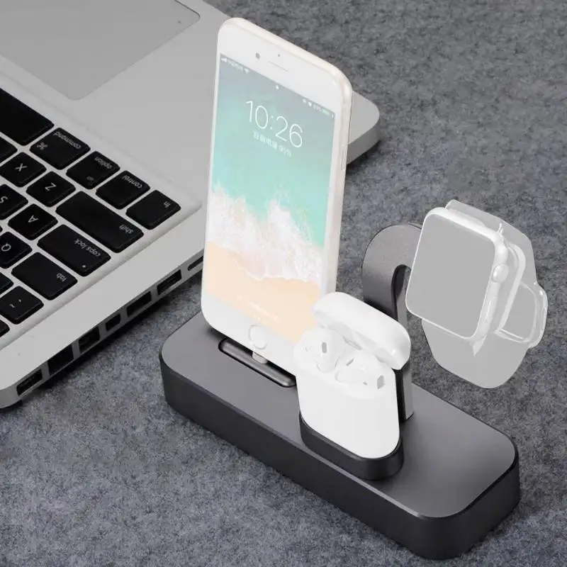 

3 in 1 Charger Watch Stand Dock for Apple iWatch for Airpod Earphone for iPhone X 8 7P Aluminum alloy Charging Station