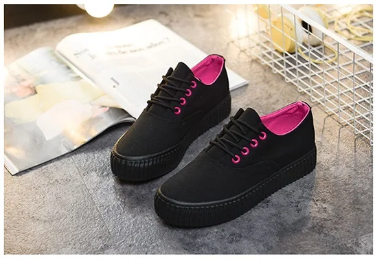 Софи Макс новая прогулочная обувь Студенческая Женская обувь низкая парусиновая обувь 870006 - Цвет: black