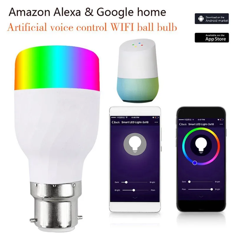 Умная лампочка WIFI Пульт дистанционного управления с поддержкой Alexa Google домашняя