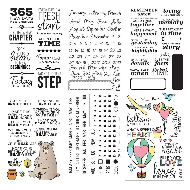 

Bobbi Bear Calendar Transparent Clear Silicone Stamp/Seal for DIY Scrapbooking/Photo Album Craft Decorative Clear Stamp 4x6IN