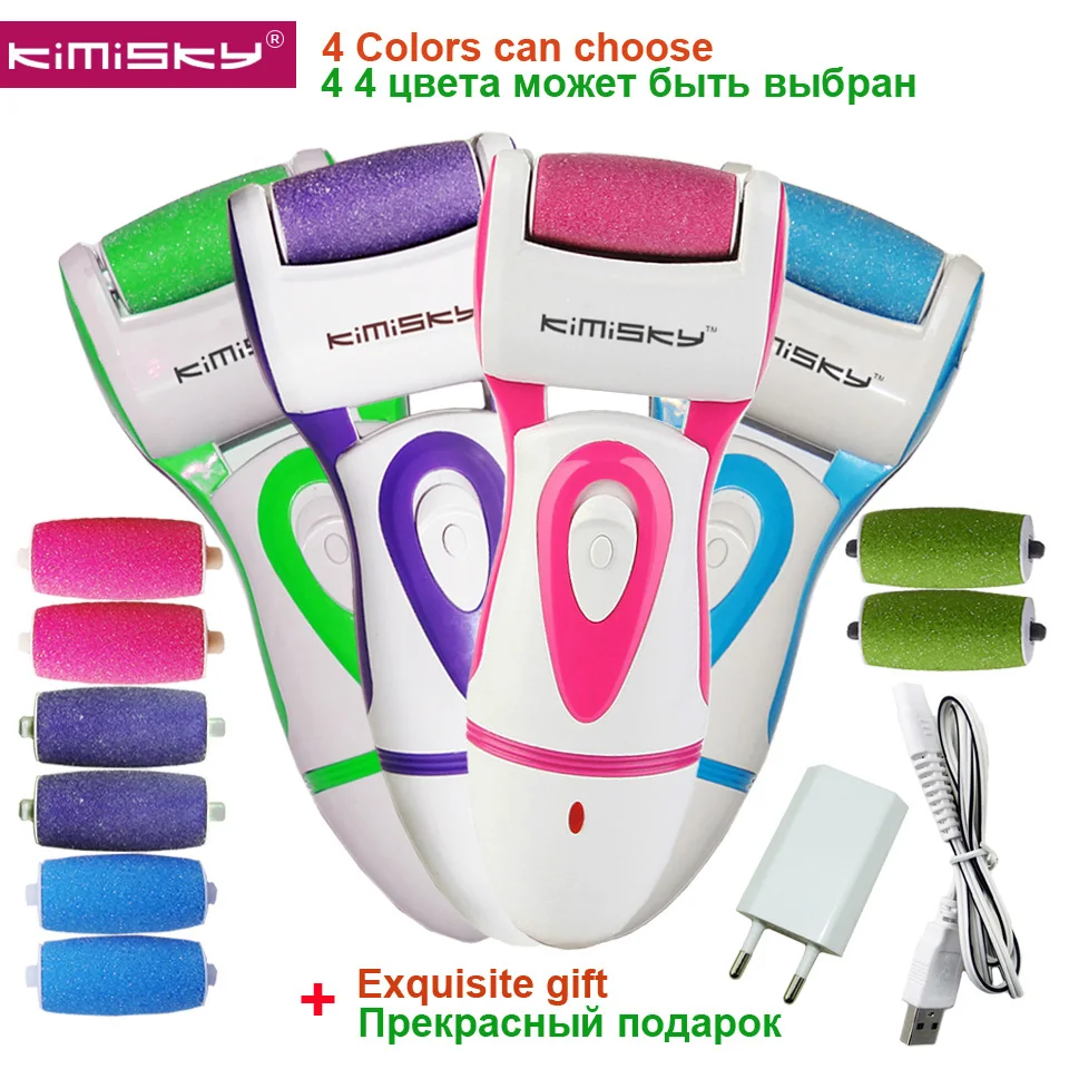 

KIMISKY Rechargeable Electric File Foot Pedicure Callus Remover Scholls Foot File sholl Foot Care Tool and 2 Roller Heads