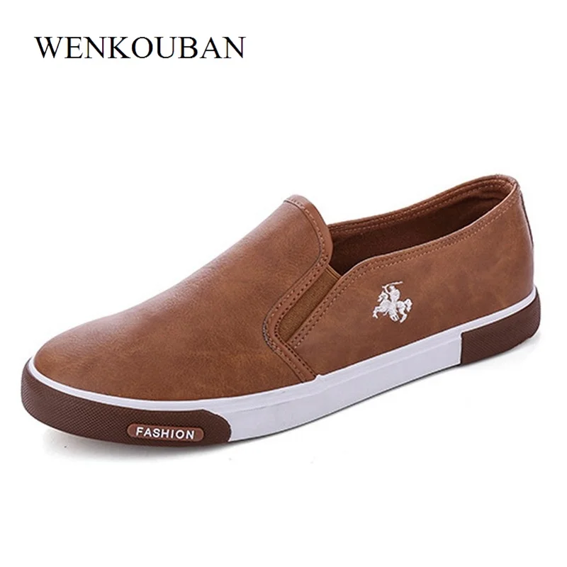 Appartements Plat white Black En Casual Cuir Mocassins Printemps Chaussures Respirant khaki Glissent Hommes Mode Sneakers Vulcanisé Blanc Sur Rétro q8wHTaZ