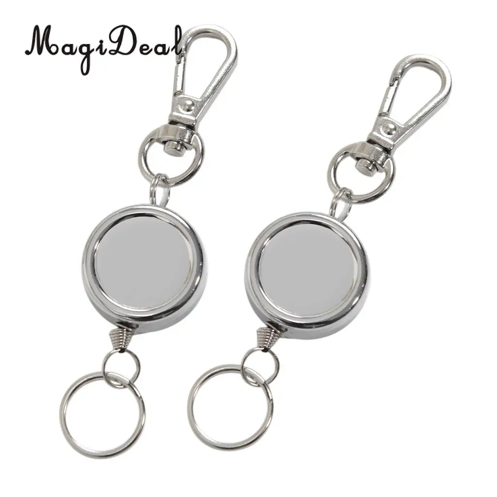 2pcs Retractable Keyring Key Chain ID Badge Holder Extendable Rope Key Ring for Backpacking Fishing Travel