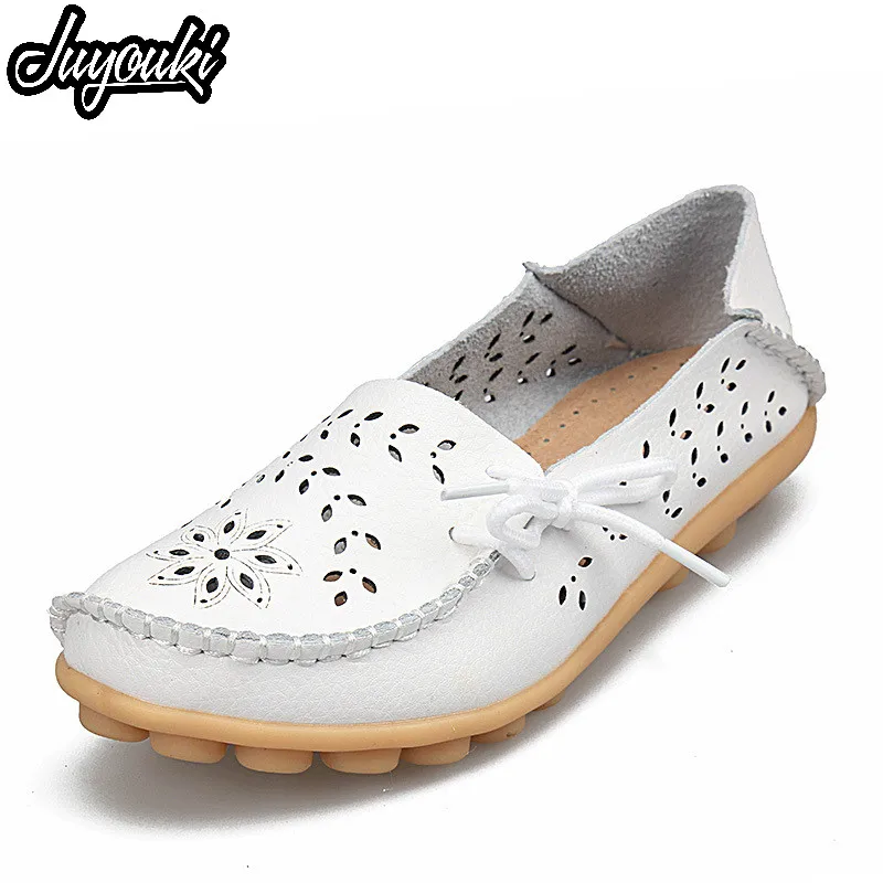 

Sycatree 2019 Women's Casual Shoes Genuine Leather Shoes Woman Loafers Slip-On Flats Ladies Driving Cut-Outs Mama's Footwear