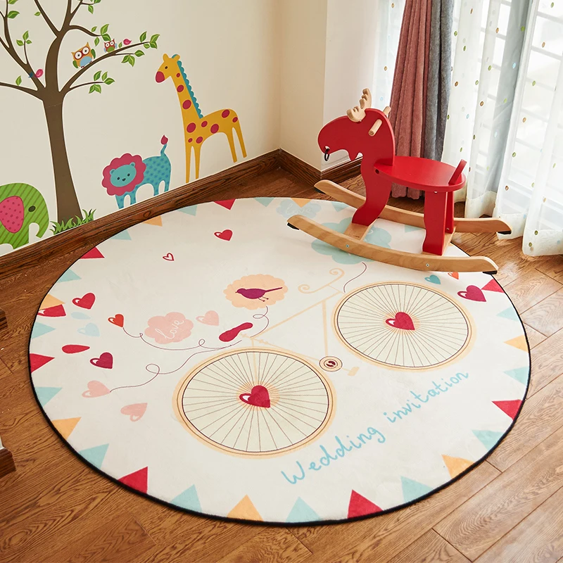 

5 Styles Lovely Cartoon Round Carpet Size 80/100/120/150CM Parlor Living Room Mats Bath Rugs Children Kids Bedroom Chair Carpet