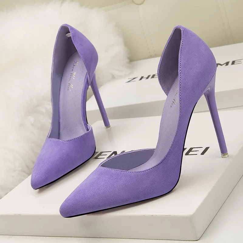 Candy Color Women Wedding Shoes Flock High Heels Pump