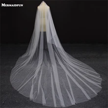 MERMAIDFUN Новинка года 4 м Длинные Свадебные вуали цвета слоновой кости белый один слои Тюль фаты свадебные фаты для невест