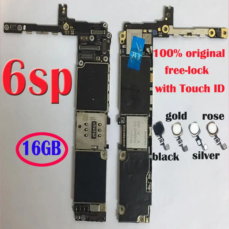 

High quality 16gb for iphone 6s plus Motherboard With Touch ID Original free-locked for iphone 6s Plus Logic Board NO iCould ID