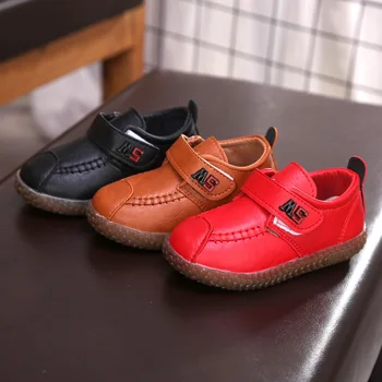 

2019 new brand spring and autumn casual shoes boys and girls non-slip tendon sneakers children's leather PU peas baby shoes