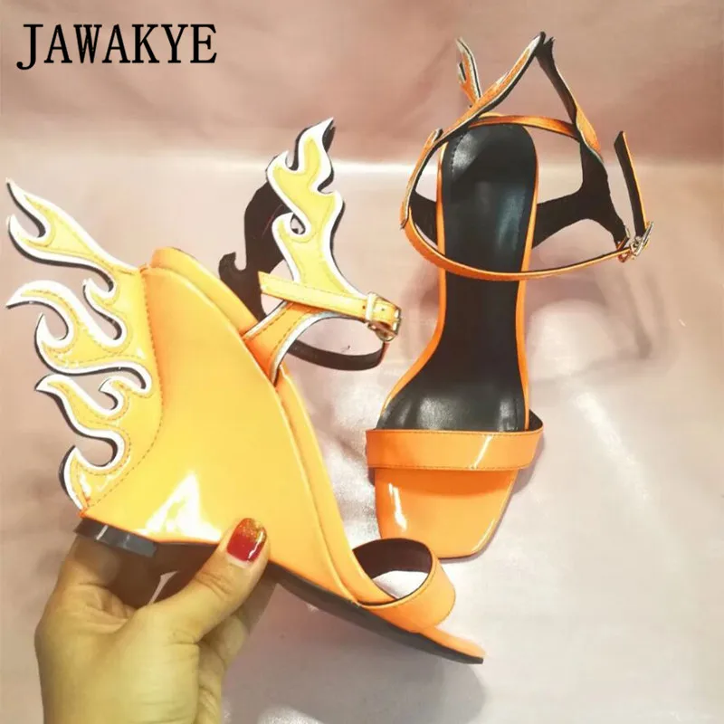Женские босоножки с крыльями пламени JAWAKYE вечерние из натуральной кожи на