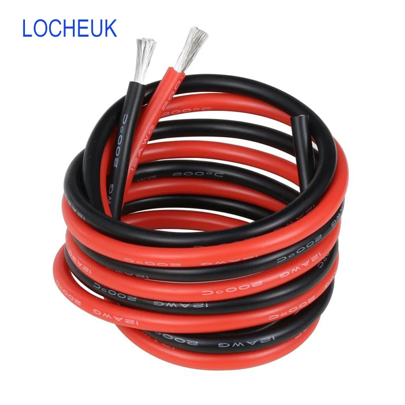 

12 Gauge Silicone Wire Ultra Flexible high Temp 600V 12 AWG Silicone Wire 680 Strands Tinned Copper Wire(1M Black+1M Red)