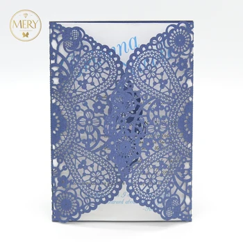 

hot wholesale new products laser cut customize white pearl elegent romantic wedding card