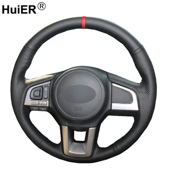 

HuiER Hand Sew Car Steering Wheel Cover Breathable Red Marker For Subaru Legacy 2016 Outback 2015 2016 XV 2016 Forester 2016