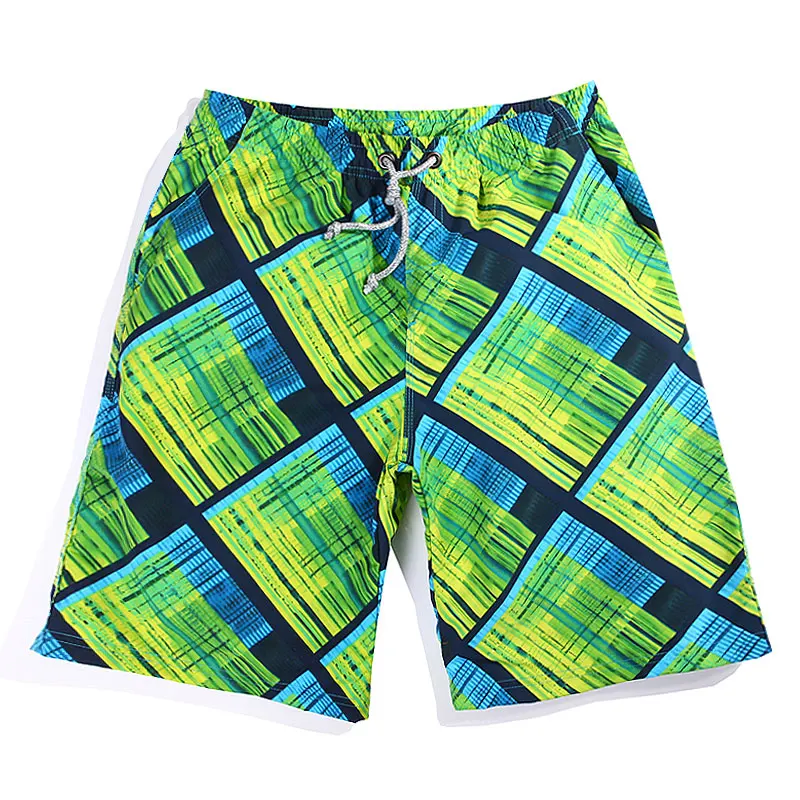 Free Shipping Summer quick drying loose plus size plaid beach pants