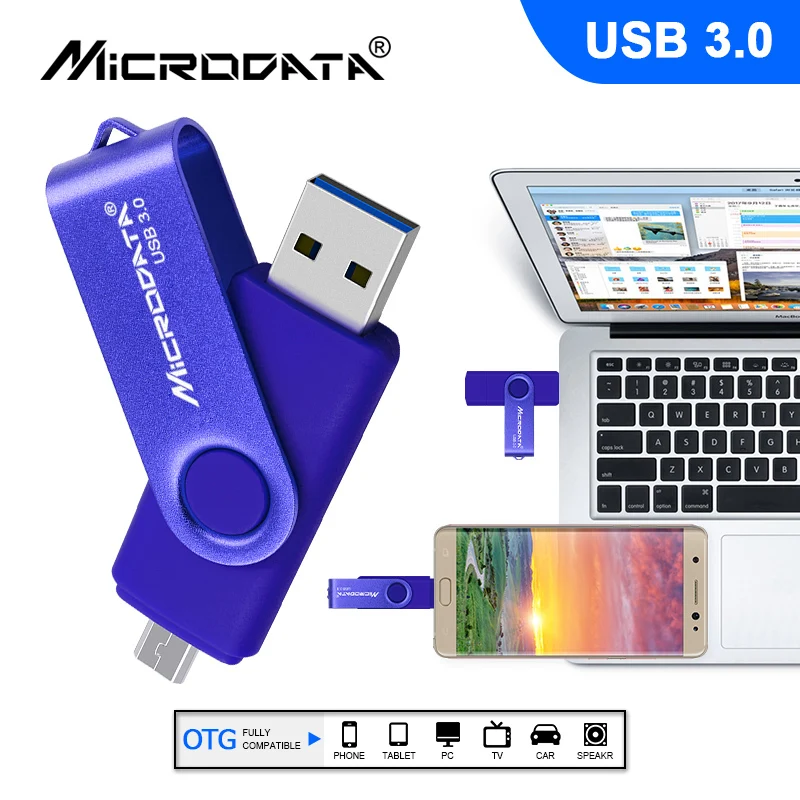 USB3.0 OTG флеш-накопитель 64 ГБ USB флэш-накопитель 128 ГБ флэш-накопитель высокого Скорость 16 Гб оперативной памяти, 32 Гб встроенной памяти металла cle USB флеш-накопитель для Android телефонов/планшетов Android/ПК