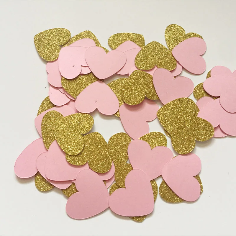 250 Blush Pink and Gold Heart Confetti Birthday Baby Shower Wedding Confetti Engagement Party Decorations Bridal Shower ANY COLOR HEARTS