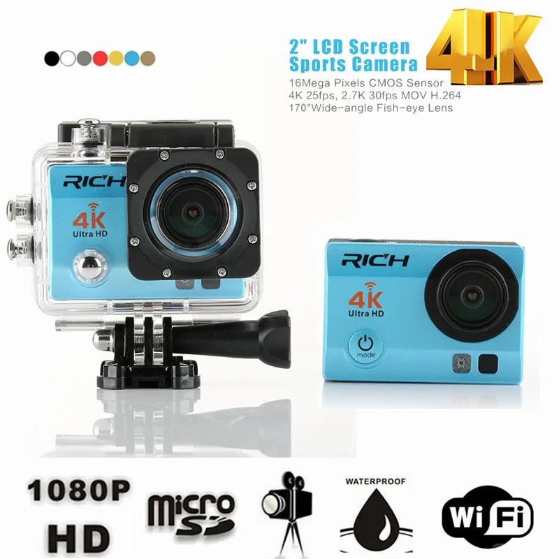 SJ8000R Action camera Ultra HD 4K 24fps WiFi NTK96660 2.0 inch 16MP 170D Len Helmet Waterproof 30M Extreme Sport Camera add card