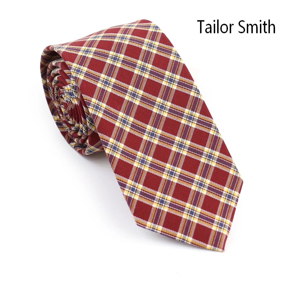 Tailor Smith Cotton Check font b Tartan b font Skinny Style Necktie Fashion Slim Casual Party