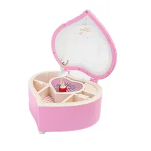 Heart Shape Dancing Ballerina Music Box Jewellery Box Girls Carousel Hand Crank Music Box Mechanism Birthday Chirstmas Gift