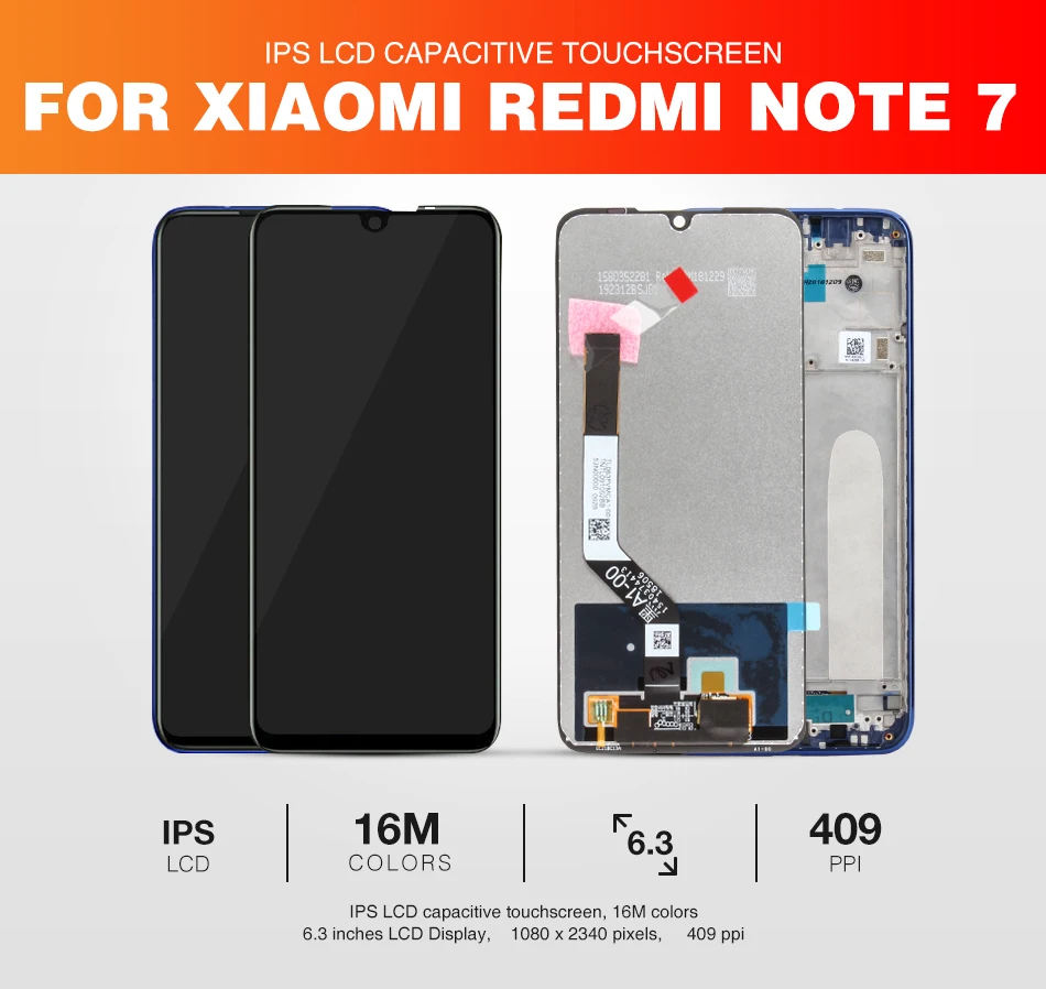 Для Redmi Note 7 ЖК-дисплей+ рамка 10 сенсорный экран для Xiaomi Redmi Note 7 ЖК-дигитайзер Запасные части