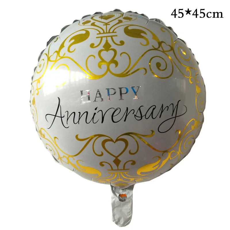 

18inch Round Anniversary Balloons Gold Balloon Happy Anniversary Romantic Wedding Decoration Birthday Party Supplies 45cm