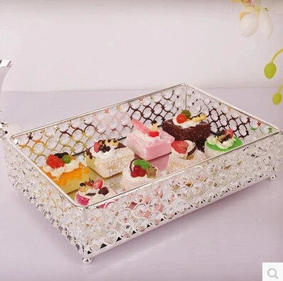 

Fashion decorative metal crystal tray mirror tray wedding decoration supplie metal serving tray decorative trays FT013