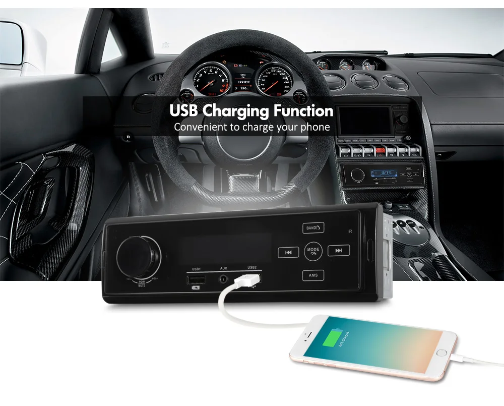 K504 DC 12 в 1 din Автомобильный MP3-плеер Bluetooth с сенсорным управлением FM автомобильный радиоприемник 3 порта USB для зарядки EQ звуковой эффект AUX Вход