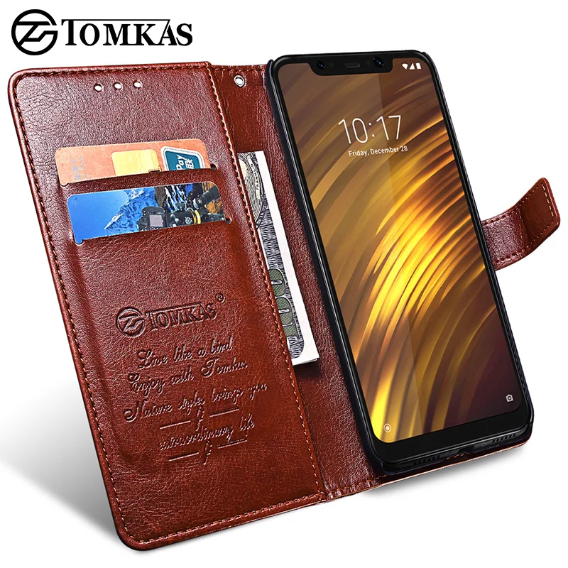 

for Xiaomi POCOPHONE F1 Case Cover Global POCO F1 Wallet Leather Cover Protective Phone Cases TOMKAS Original POCOPONE F1 Case