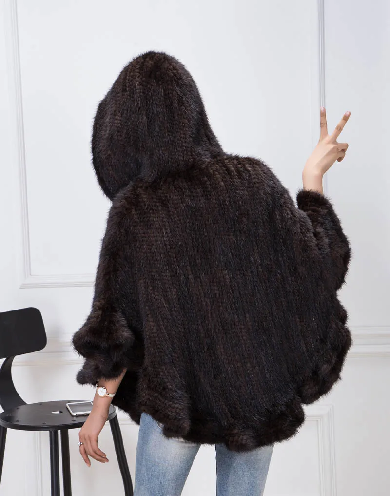 mink fur poncho brown 17