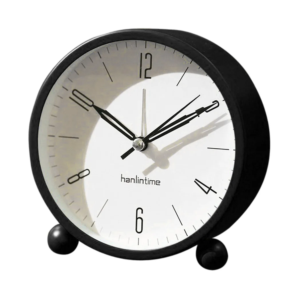 2pcs 4'' Round Silent No Ticking Desk Bedside Travel Alarm Clock with Backlight and Loud Alarm Analog Clock for Bedrooms