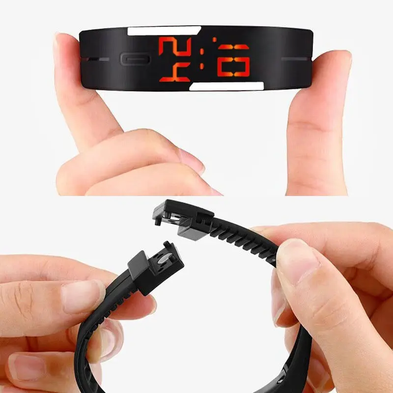 Simple Men Women Smart Watches Fashion Sports Outdoor Fitness Clock Shellhard Silicone Band LED Display Touch Digital Wristwatch