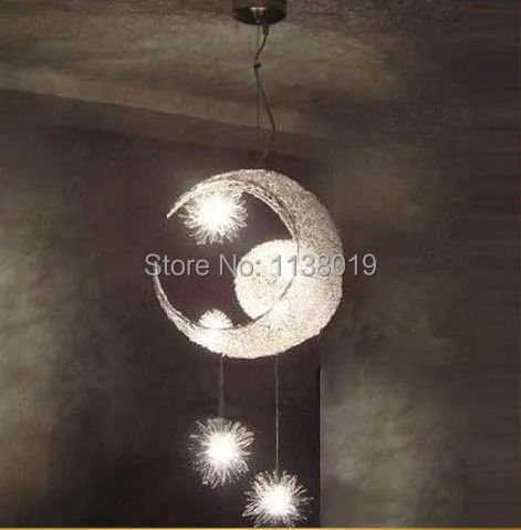 

LED G4 light source, Moon & Star - modern Children Kid Child Bedroom novelty Pendant Lamp Light Ceiling Aluminum