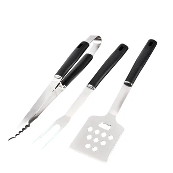 

3Pcs Stainless Steel Barbecue Grilling Fork Tongs Set BBQ Utensil Camping Outdoor Cooking Tool Kitchen Dining Bar Party Supplies