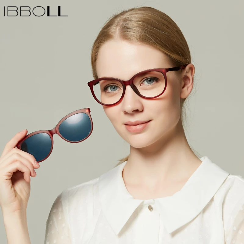 

ibboll Luxury Clip-on Polarized Sunglasses Women Vintage Classic Sun Glasses Female Clear Glasses Fashion Square Sunglass AE89