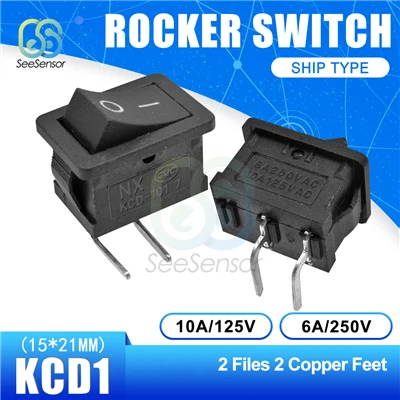 5Pcs/lot KCD1 Rocker Switch Power Switch ON-OFF 2 Position ON-OFF-ON 3 Position 2Pins 3Pins 4Pins 6Pins 6A 250VAC/ 10A 125VAC - Цвет: ON-OFF 2pin