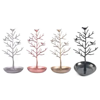 

Silver Birds Tree Jewelry Stand Display Earring Necklace Earring Holder Bracelet Fashion Organizer Rack Tower-silver