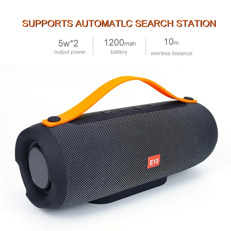 

HANTOPER E13 Wireless Bluetooth Speaker 10W Big Power Portable Stereo Music Speakers Subwoofer Column Support FM Radio TF Card