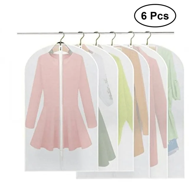 6pcs Frosted Suit Garment Cover Bag Protector With Zipper Closet Organize Clothes Storage Dust In Bags From