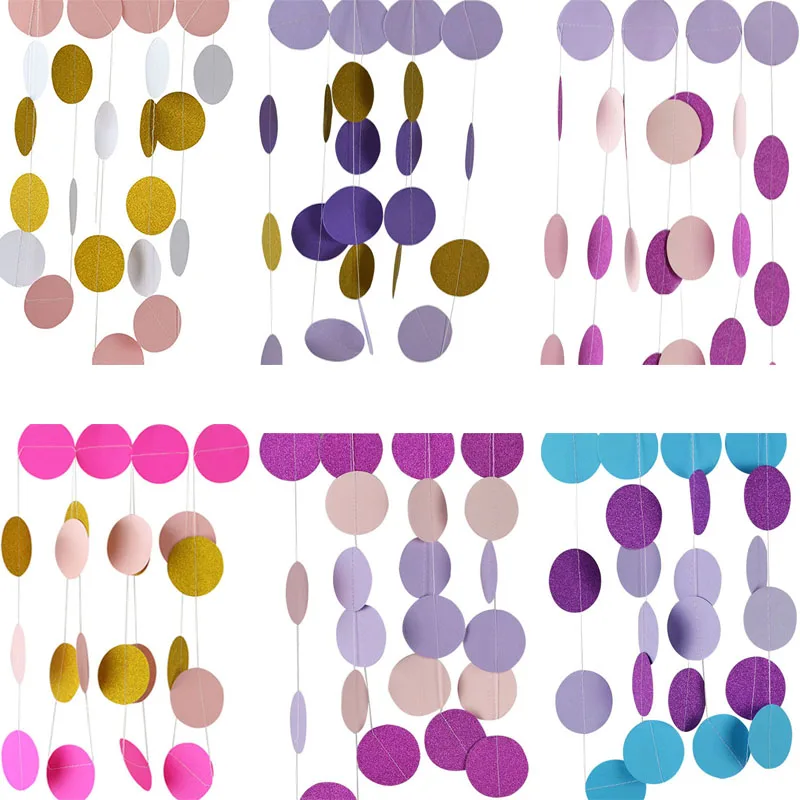 

1 Set 2M Glitter Circle Polka Dots Paper Garland Banner Hanging Garland Birthday Evening Party Decorations Celebration Supplies